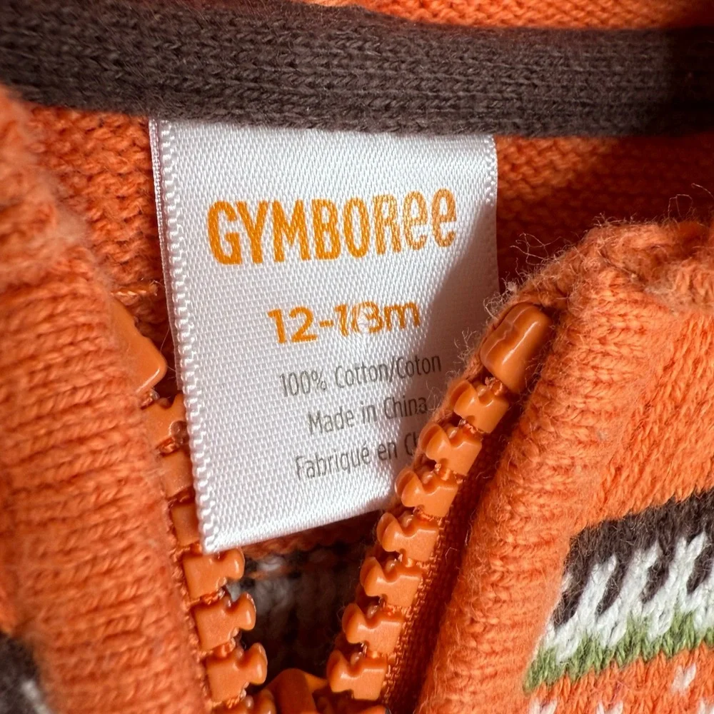 Gymboree Pumpkin Zip Up Hooded Sweater Jacket Size 12-18 Months Fall Harvest
